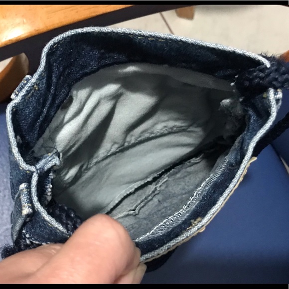 New Riders denim jean handbag w/multicolored roses and beads fringe - Picture 9 of 14